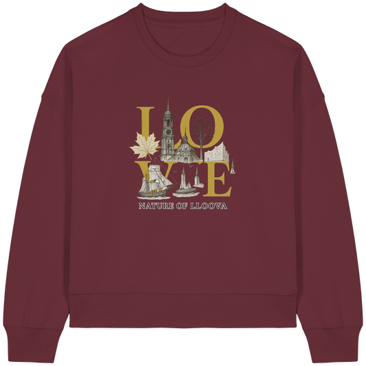 Kastiges Damen-Sweatshirt mit Hamburg-Motiv
Hafen "Michel" Damen Sweatshirt mit Hamburg LOVE-Motiv

Boxy Fit Sweatshirt aus Bio-Baumwolle in elegantem Design

Detailansicht: Handgezeichnete Wahrzeichen & goldene Akzente

Rückenansicht: LLOOVA Statement Sweatshirt

Stylisch & nachhaltig: Frauen Sweatshirt aus Hamburg

Urbaner Chic: Oversized Boxcut mit maritimer Botschaft



